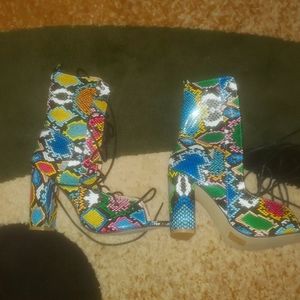 Snakeskin Lace Up Heels